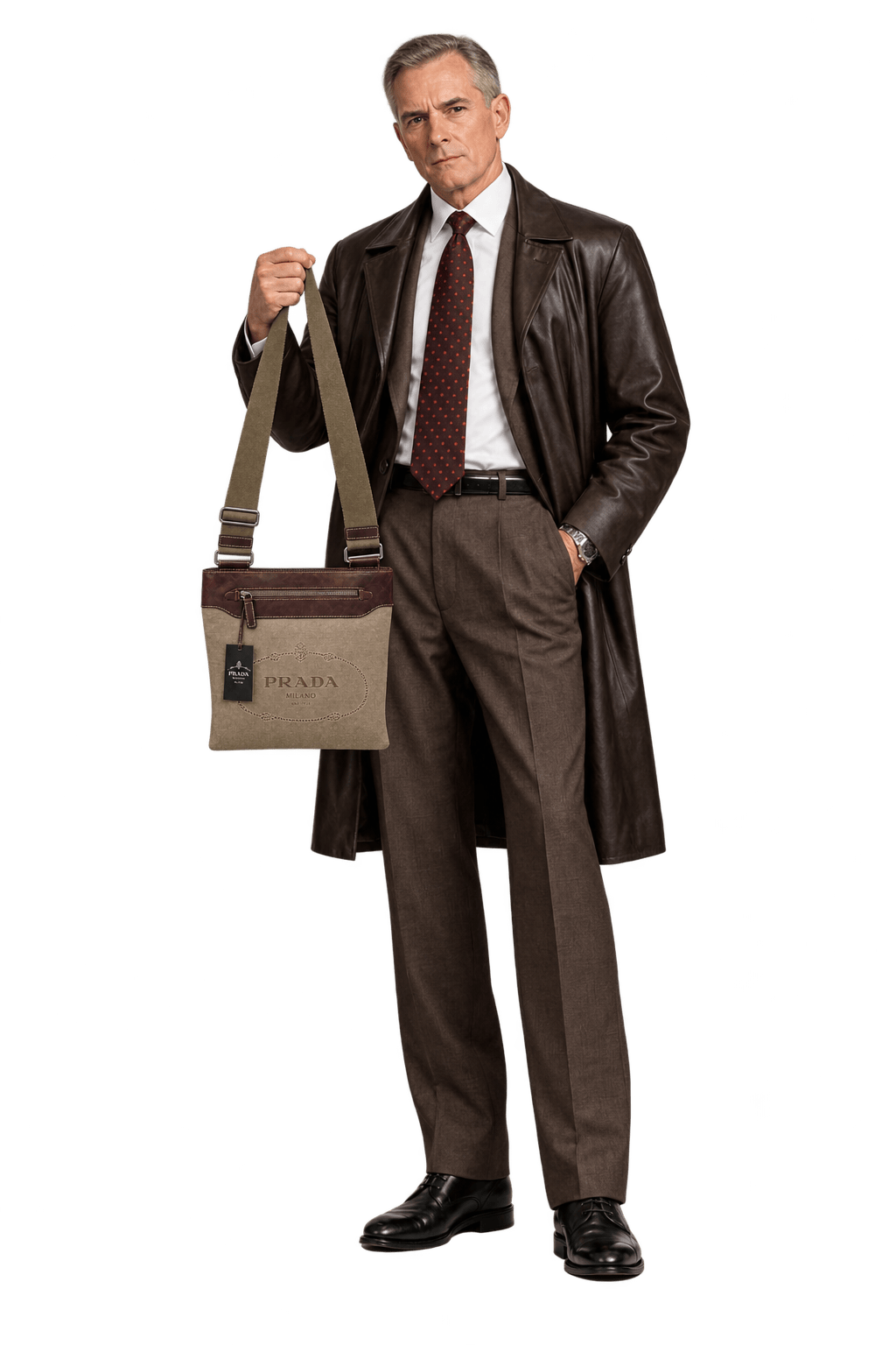 1990s Taupe Brown Canvas Shoulder Bag - Model