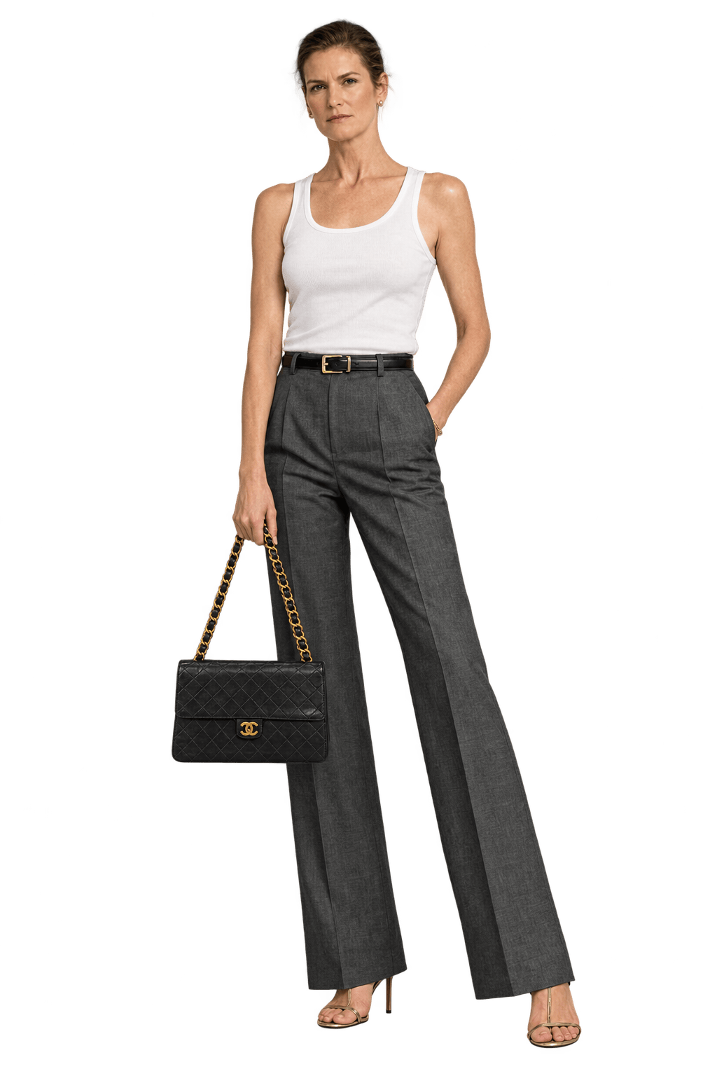 1990s Black Leather-Like Shoulder Bag - Model