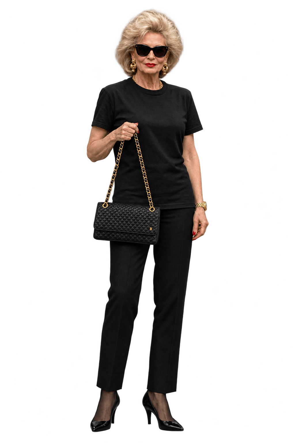 1990s Black Leather-like Shoulder Bag - Model
