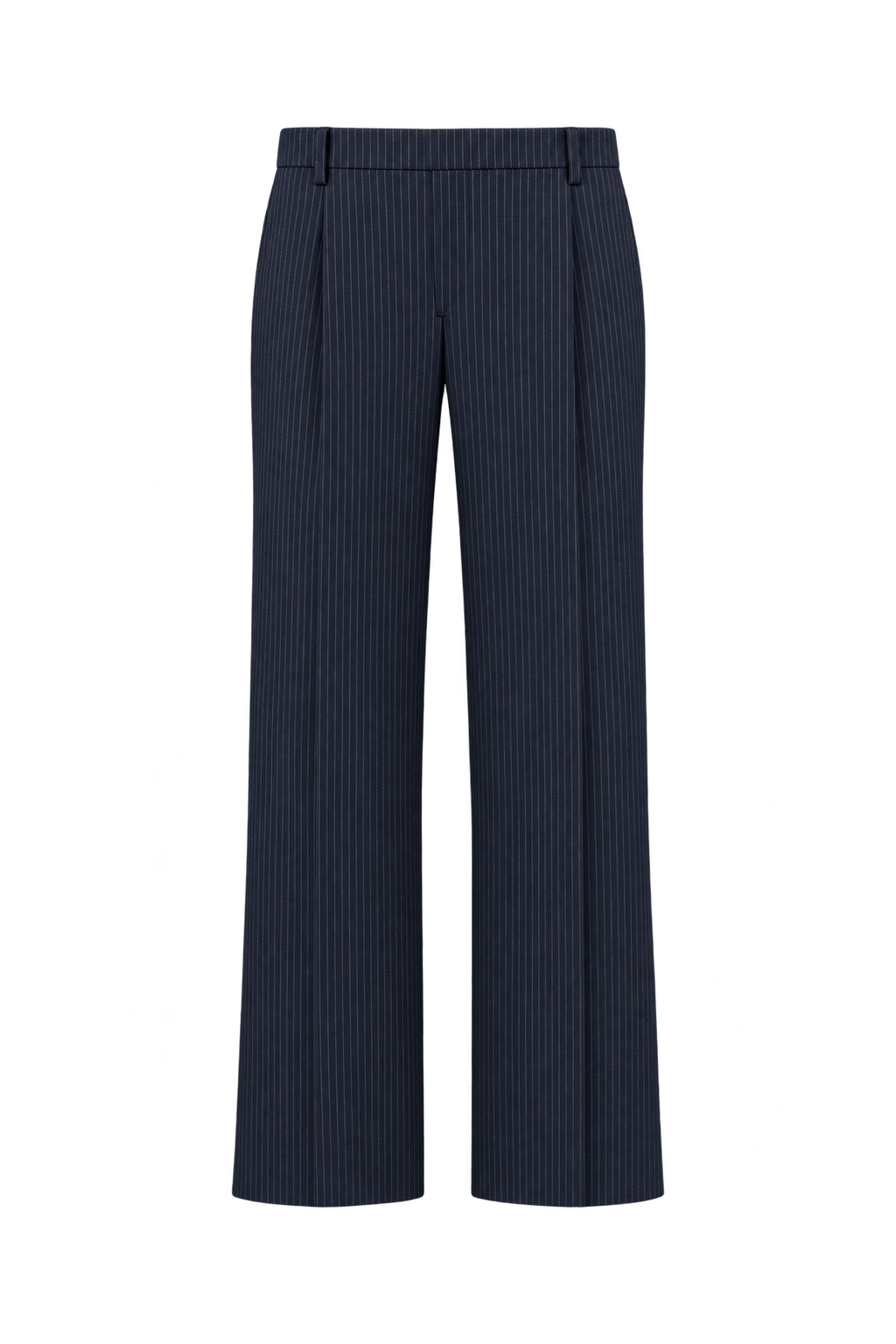 1980s Dark Navy Blue Woven Fabric Trousers - Front View