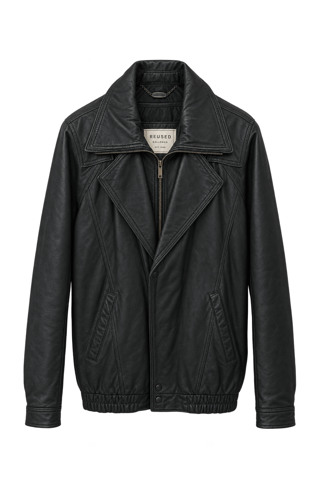 1990s Very Dark Brown Leather Jacket - Front View