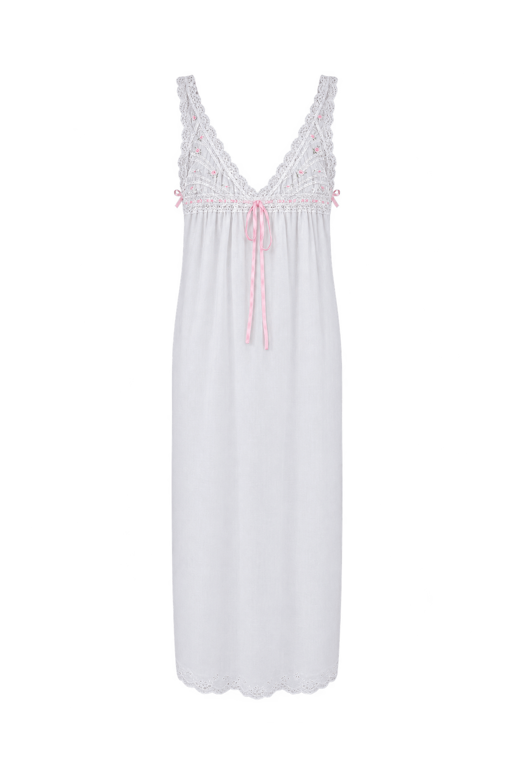 1950s White Cotton Nightgown - Front View