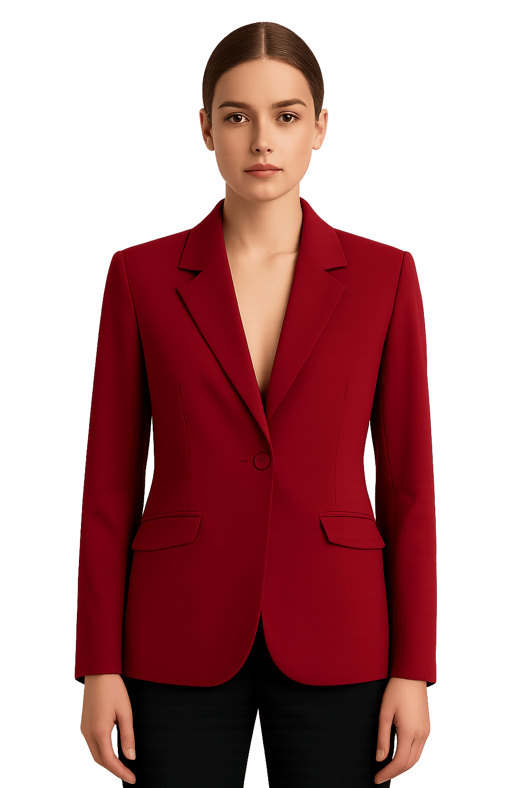 Modern Fitted Red Blazer - AI Generated