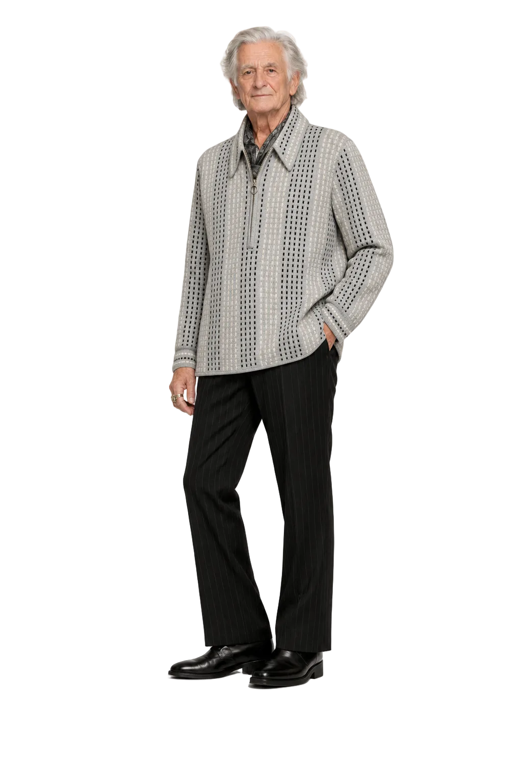 1970s Grey Cotton Jacket - Model