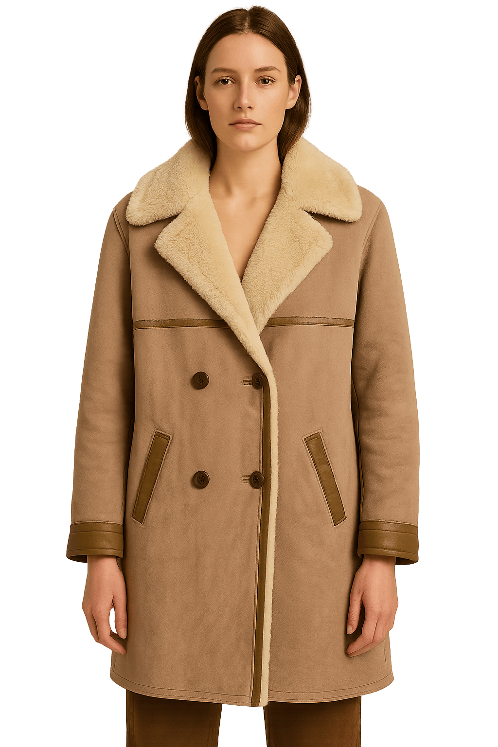 60s Unisex Sheepskin Coat with - AI Generated