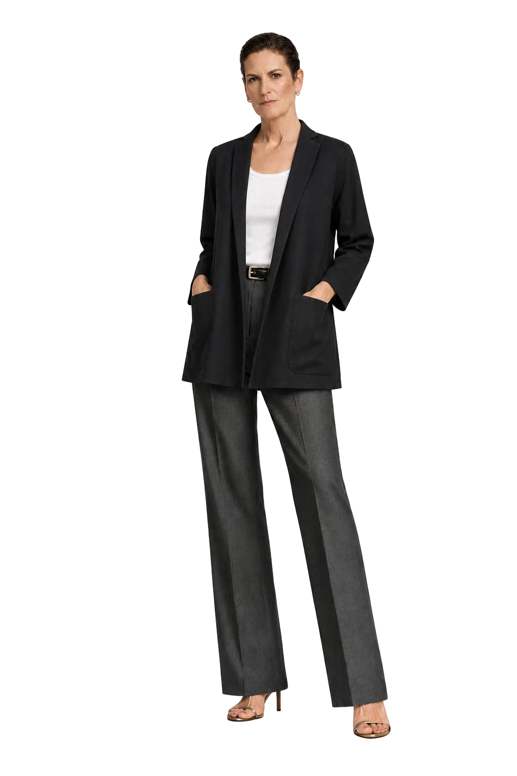 1990s Black Cotton Blazer - Model