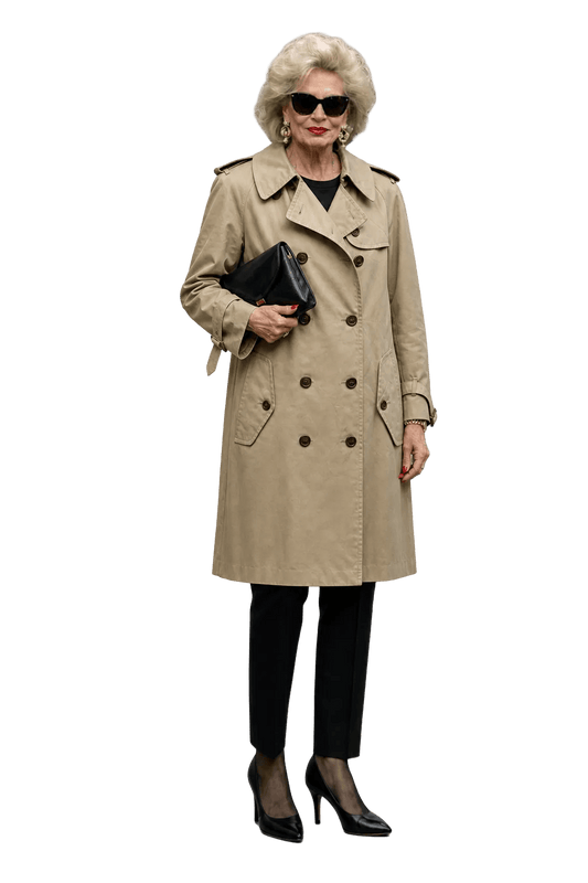 1980s Khaki Cotton Trench Coat - Model