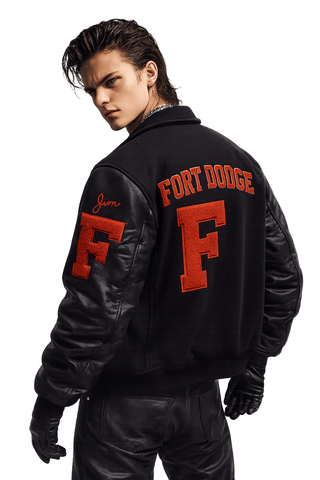 80s Varsity Style Jacket - Embroidered Sporty Look - Model