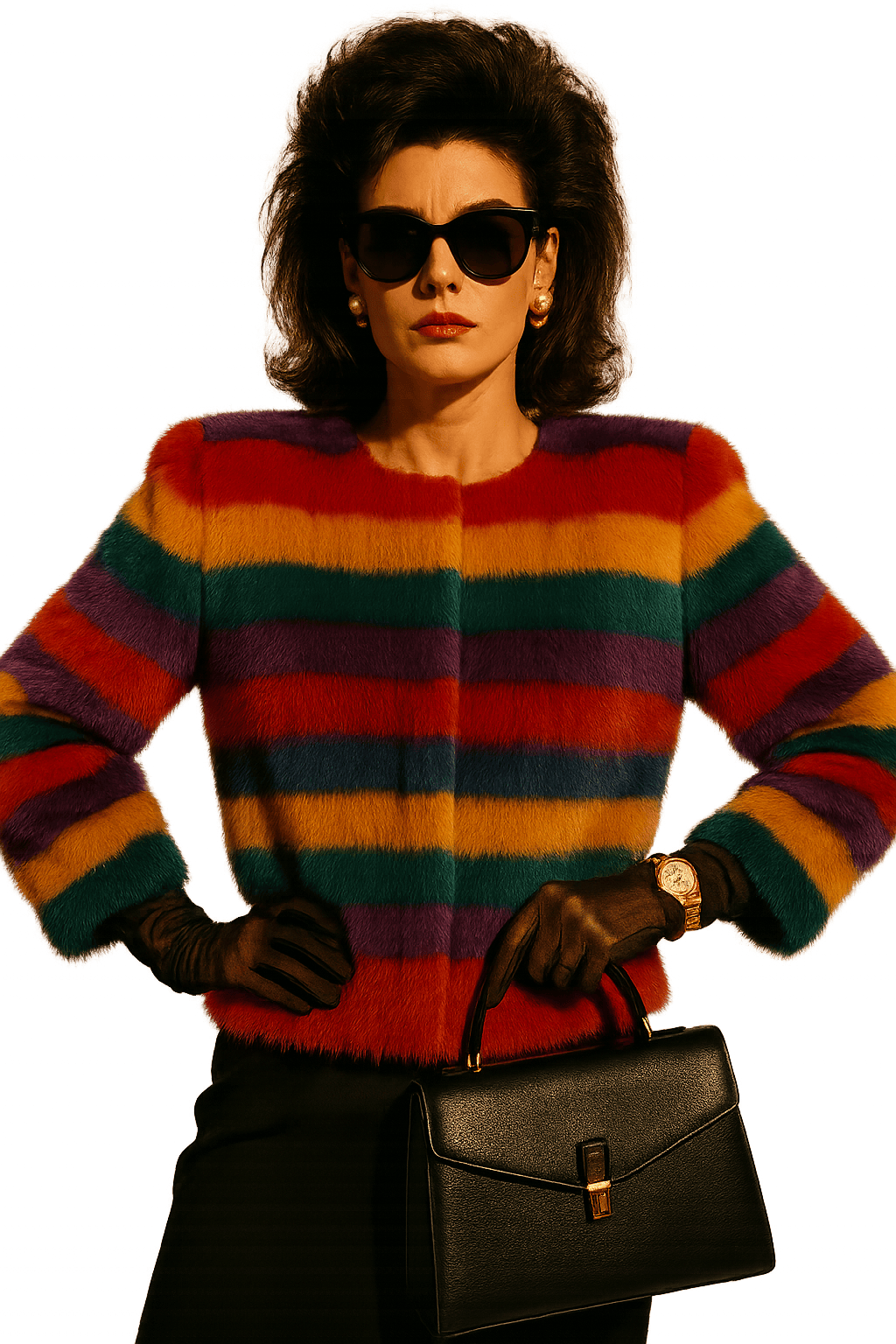 80s Colorful Striped Faux Fur - AI Generated