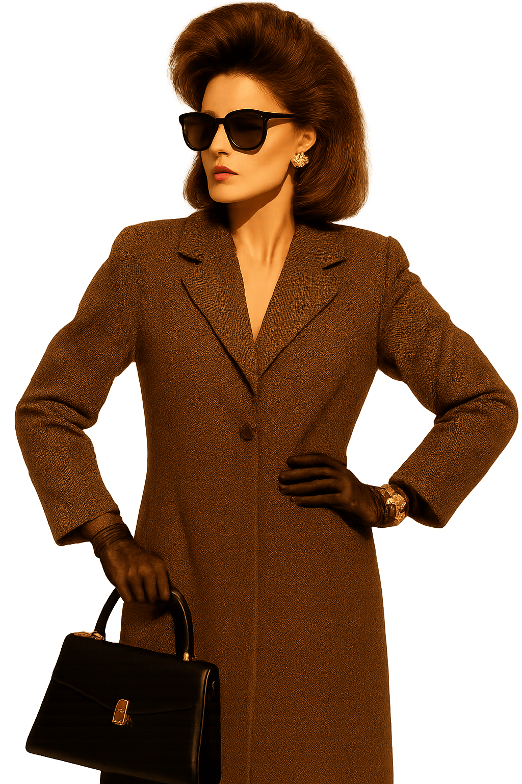 80s Structured Wool Blend Coat - - AI Generated