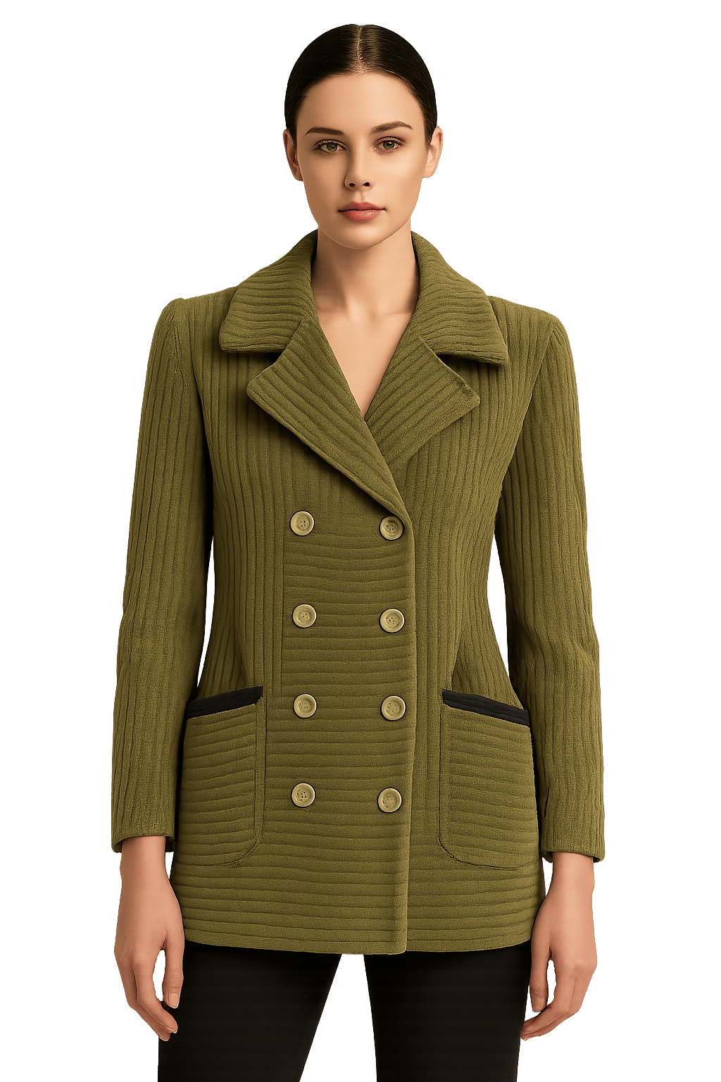 80s Women's Olive Green Corduroy - AI Generated