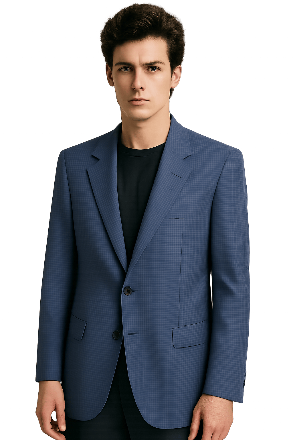 80s Mens Blue Hounds-tooth - AI Generated
