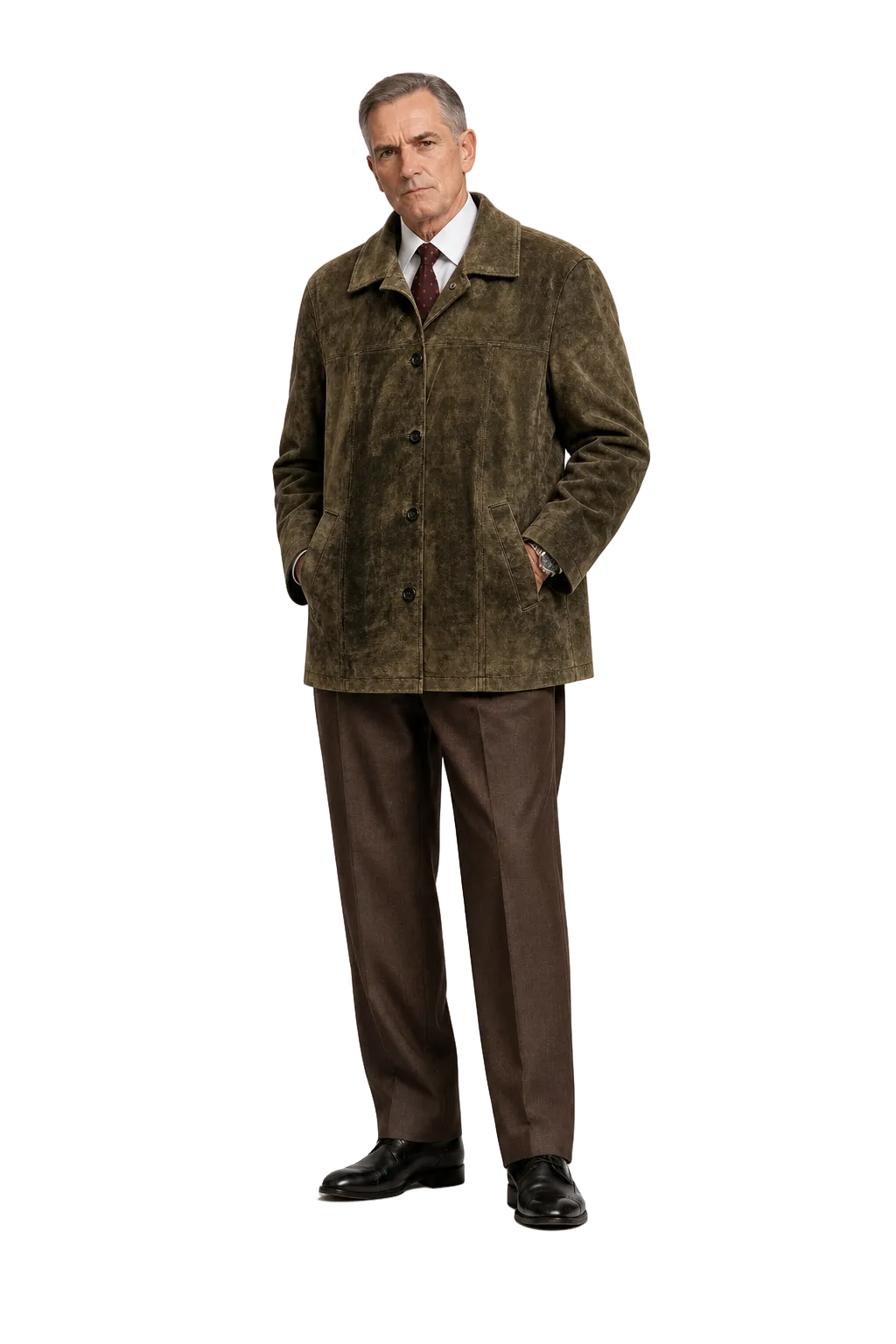 1990s Olive Green Suede Jacket - Model