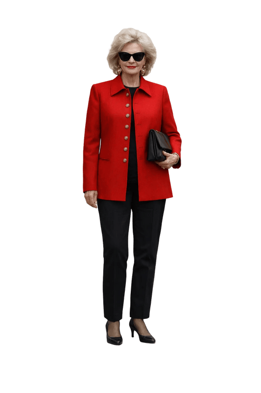 1980s Red Wool Blend Blazer - Model