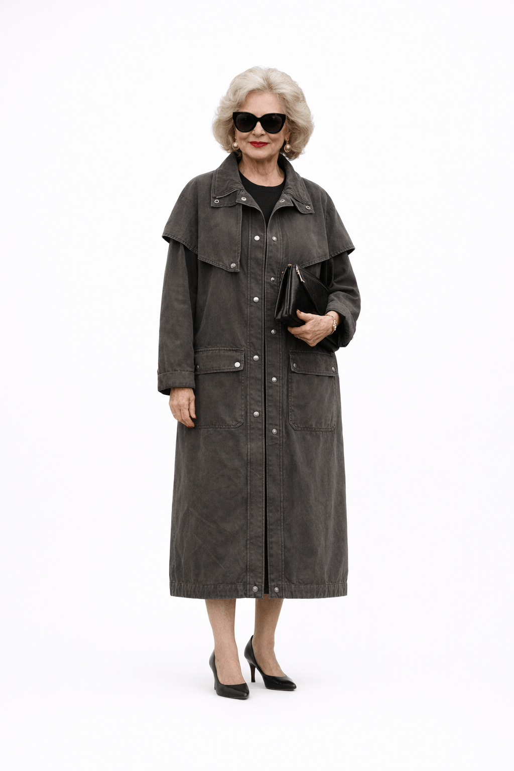 1980s Charcoal Gray Cotton Jacket - Model