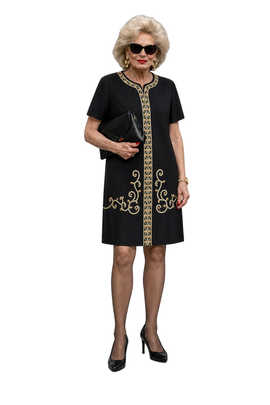 1980s Black Cotton Dress - Model