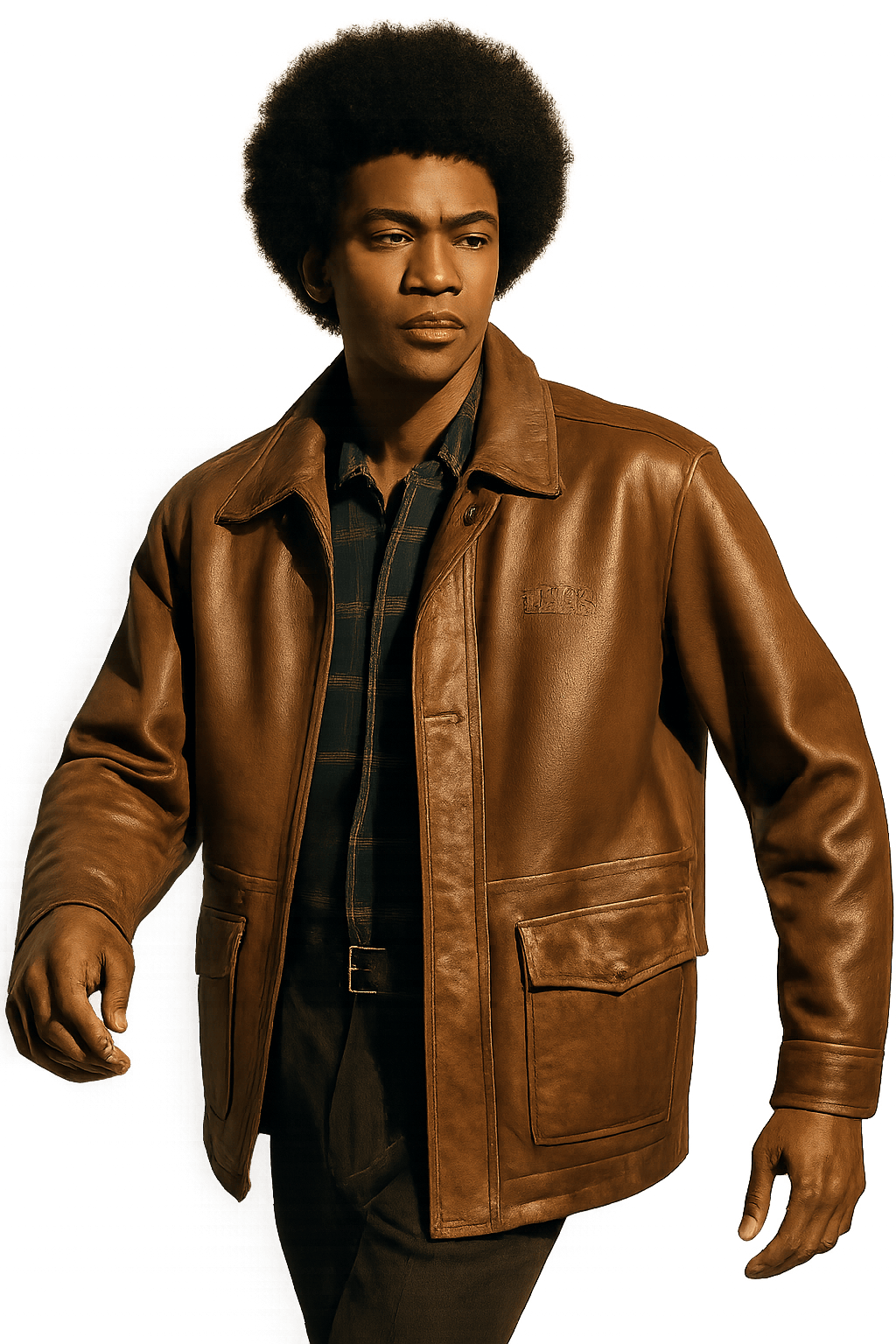 80s Brown Leather Jacket with - AI Generated