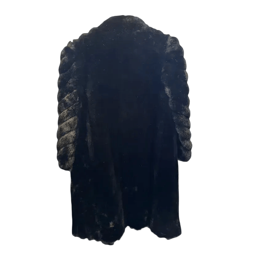 80s Black Long Faux Fur Coat