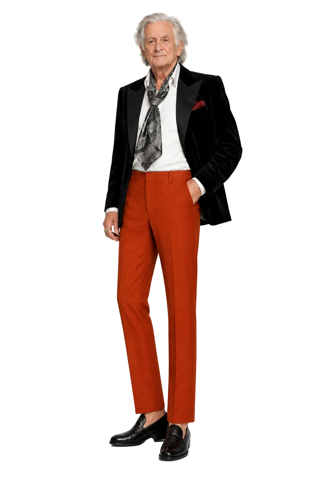1970s Bright Orange Wool Trousers - Model