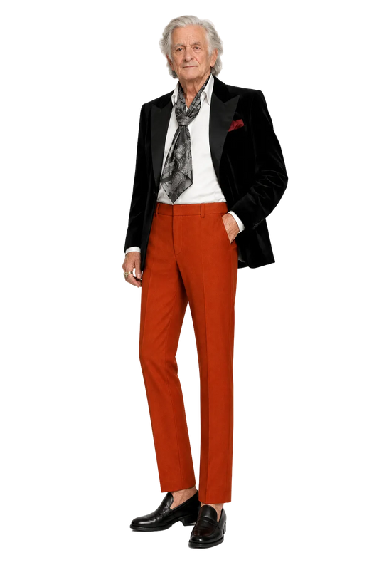 1970s Bright Orange Wool Trousers - Model