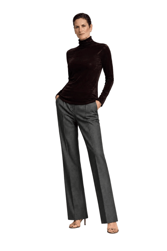 1990s Deep Burgundy Velvet Turtleneck - Model