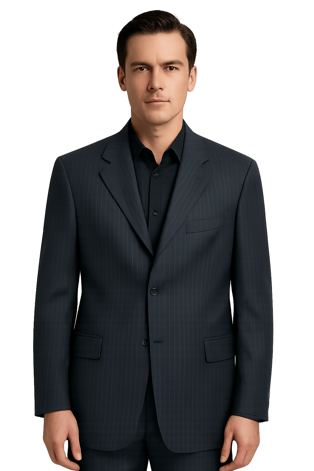 90s Navy Blue Pinstripe Suit - AI Generated