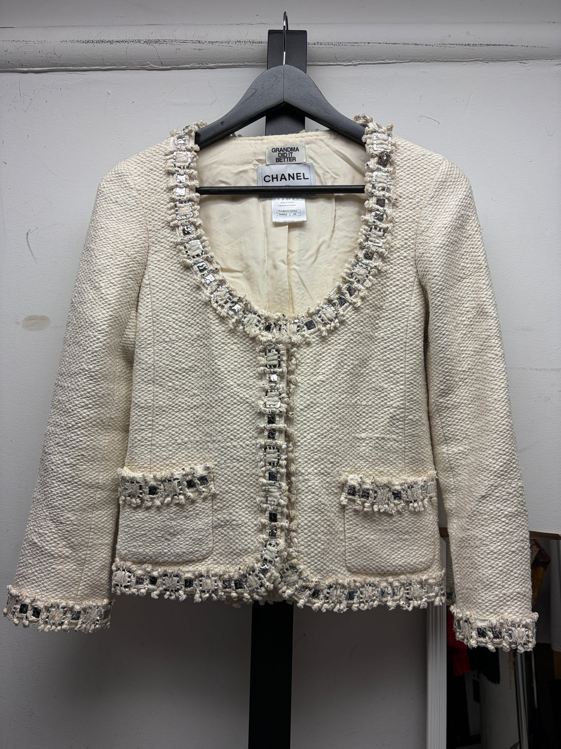 White Chanel Tweed Jacket