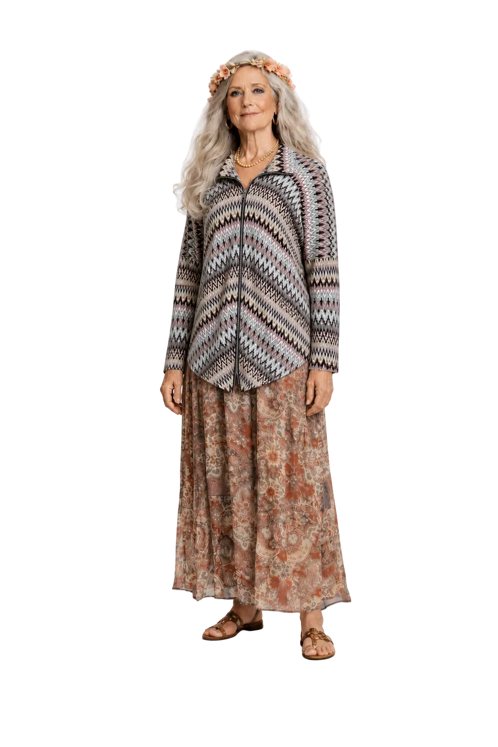 1970s Multicolor Knit Sweater - Model