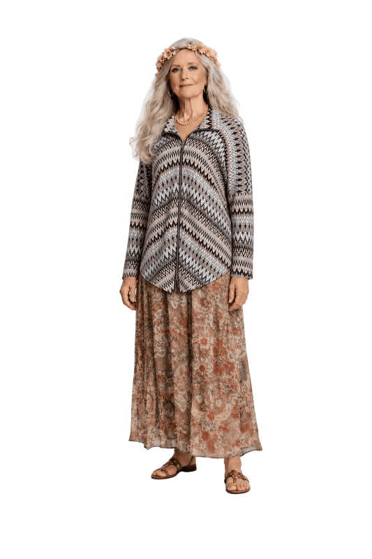 1970s Multicolor Knit Sweater - Model