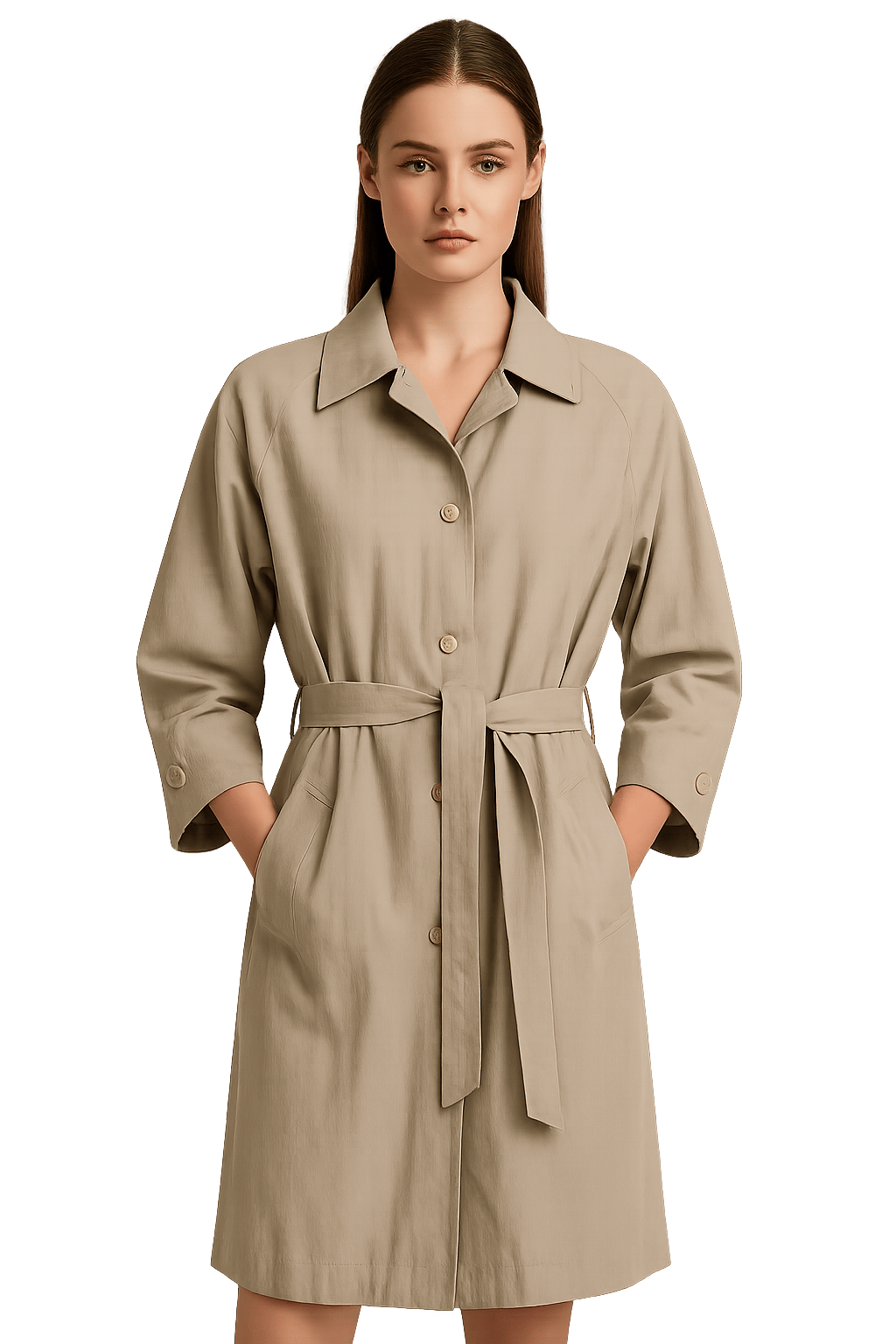 80s Lightweight Belted Trench - AI Generated