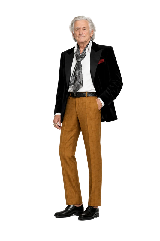 1980s Mustard Yellow Wool Trousers - Model