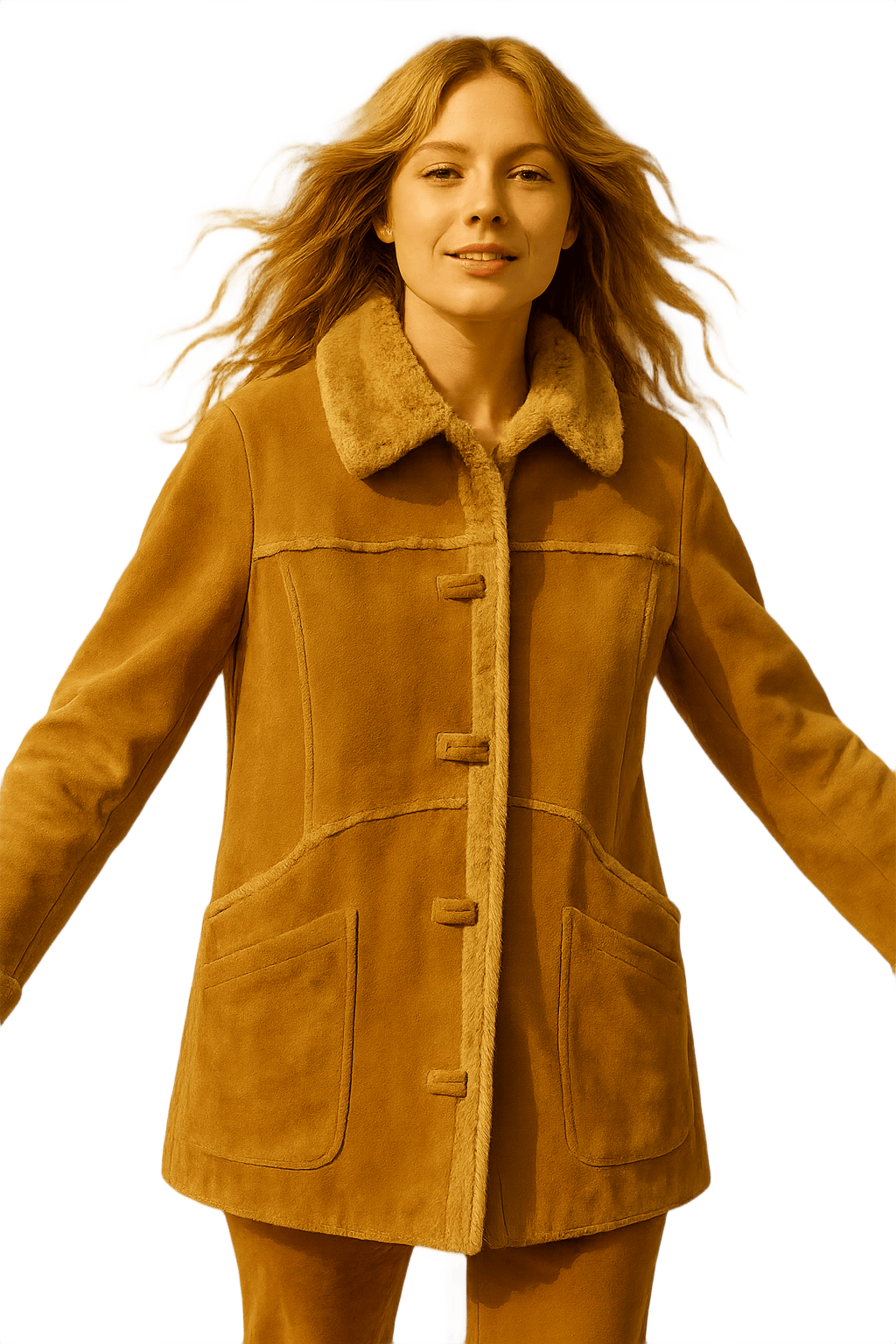 70s Women's Suede Coat with Faux - Model