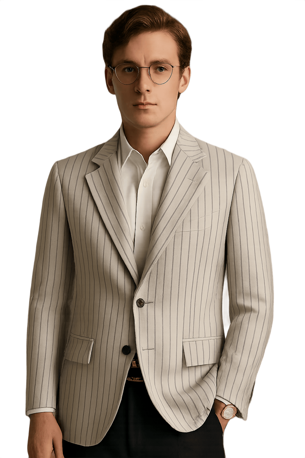 Elegant Light Grey Pinstripe - Model