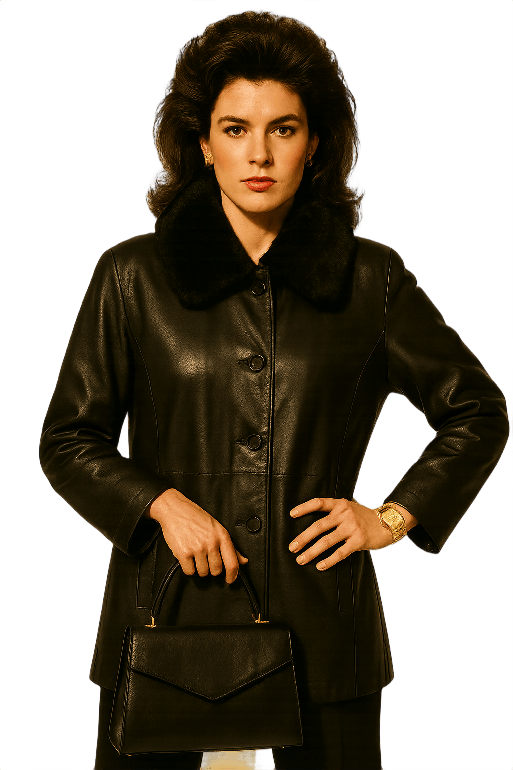 80s Women's Leather Coat with - Model
