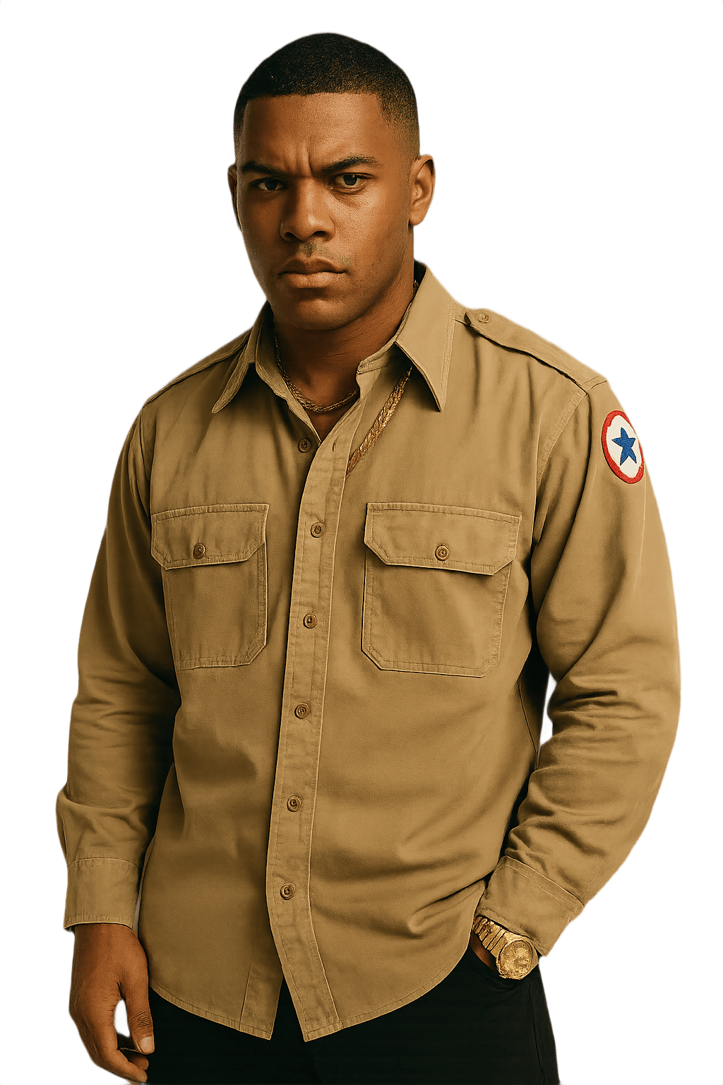 90s Military-Style Button-Down - Model