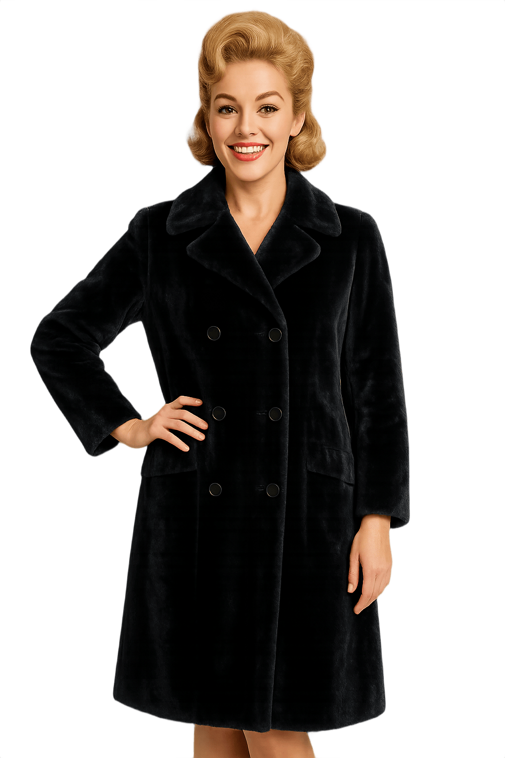60s Women's Double-Breasted Faux - Model
