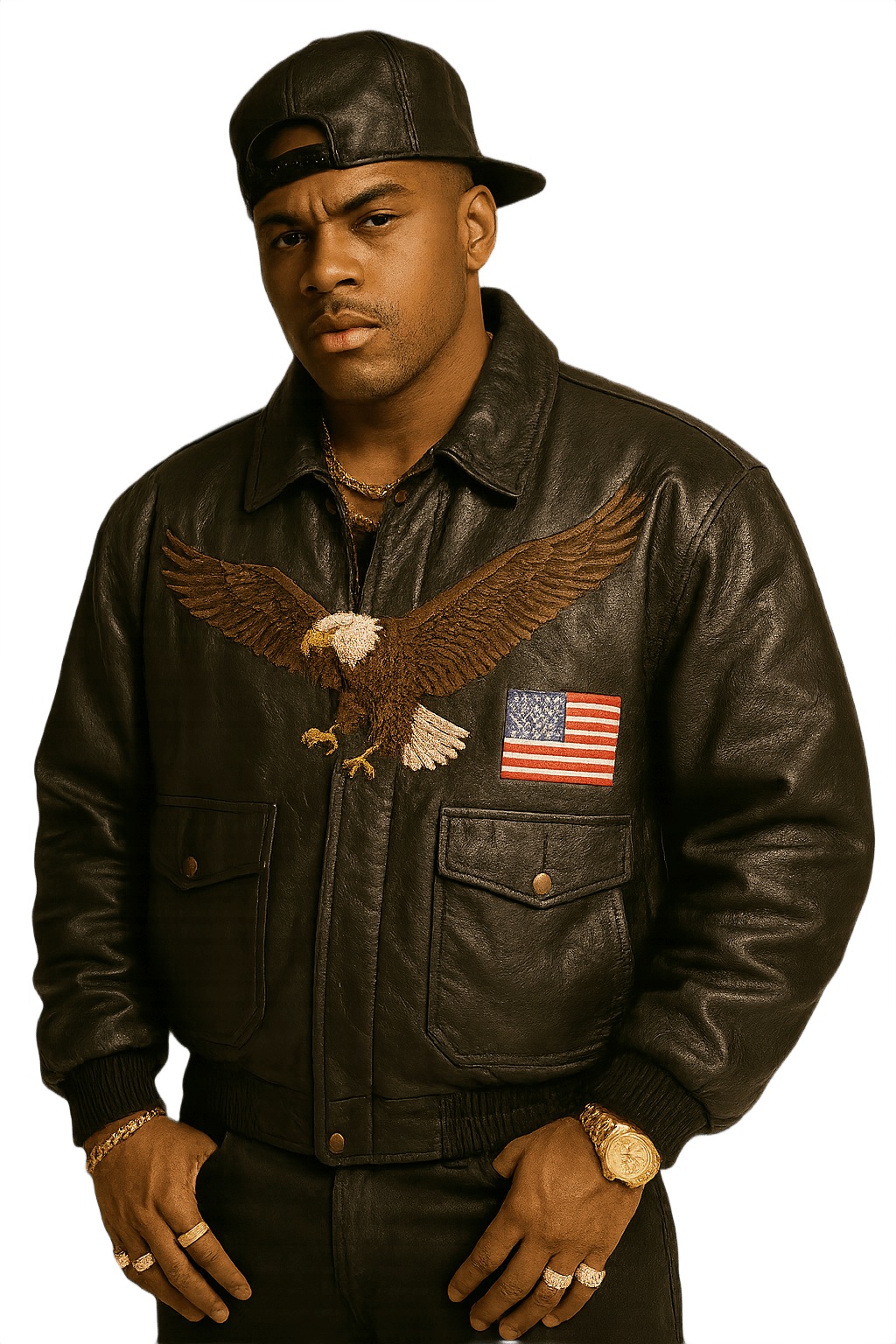 80s Men's Leather Jacket with - Model