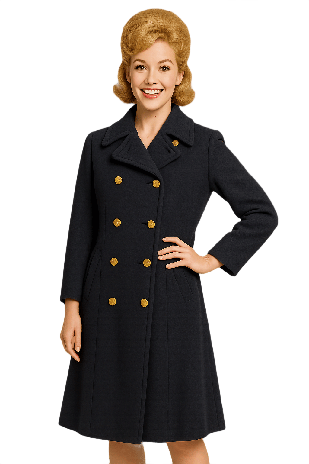 60s Double-Breasted Coat with - Model