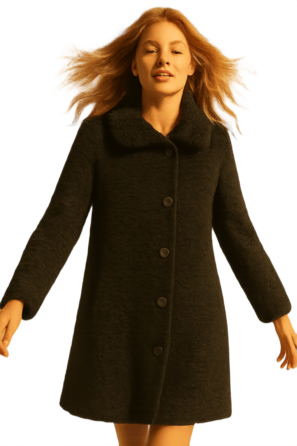 70s Black Textured Coat - - Model