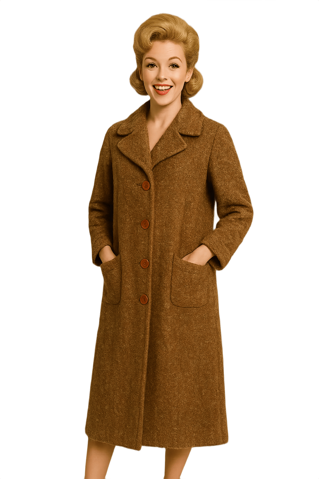 60s Brown Oversized Coat - Model