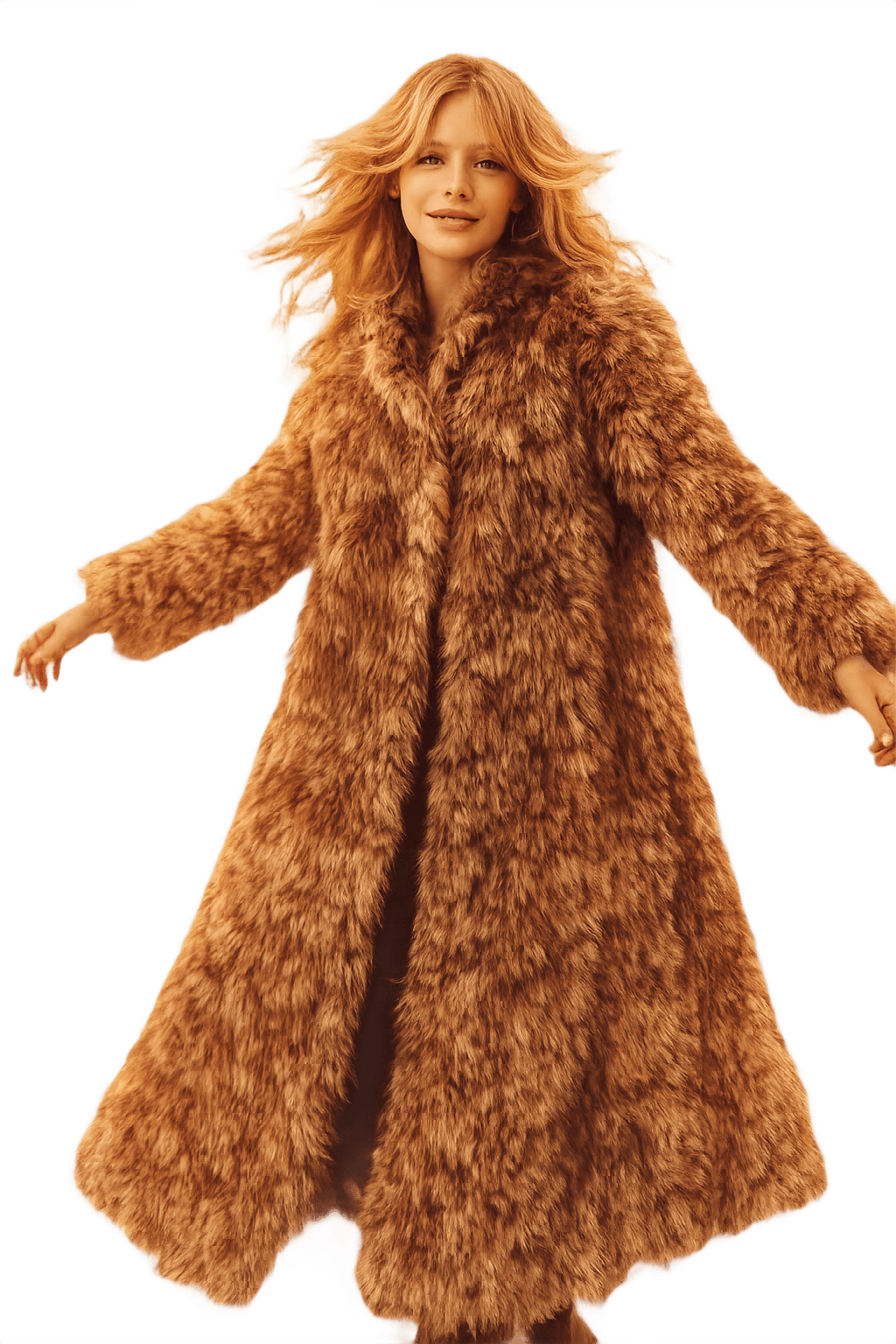 70s Faux Fur Coat - Women's Outerwear - Model