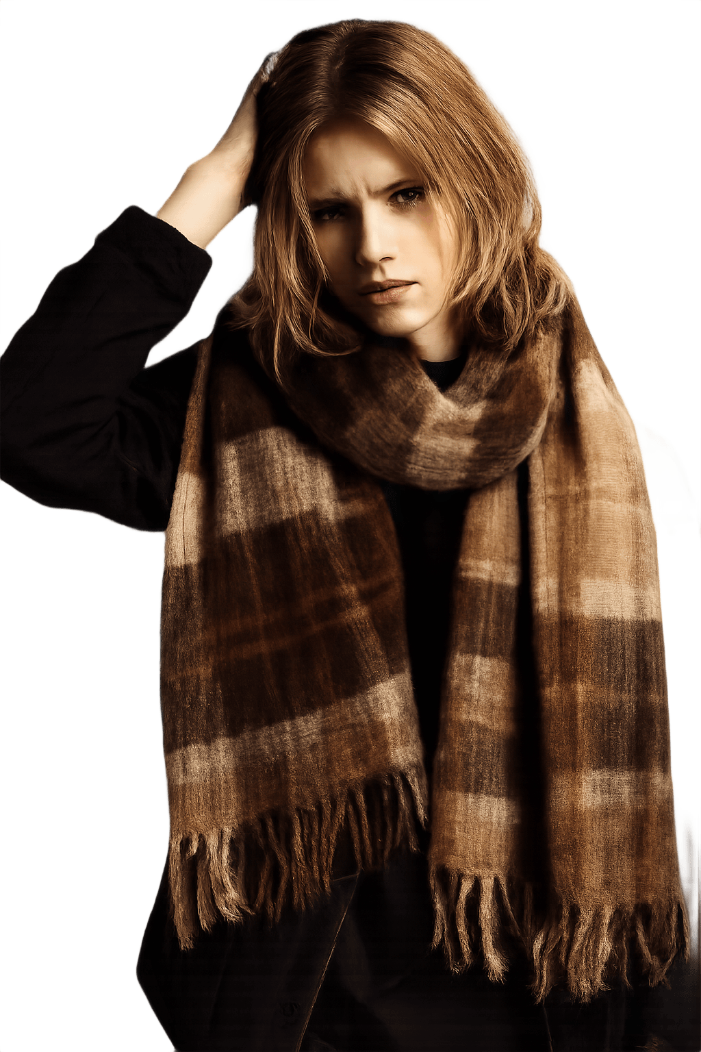 Vintage 70s Unisex Plaid Scarf - Model