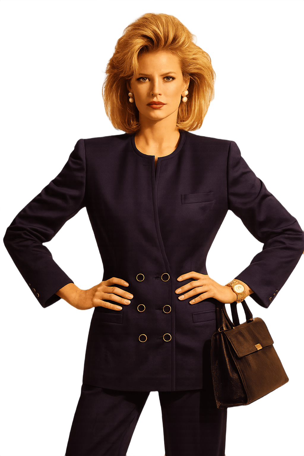 80s Navy Blue Blazer - Structured Fit - Model