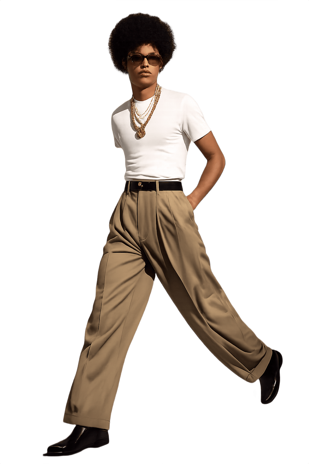 80s Pleated Front High-Waisted Trousers - Mens - Model