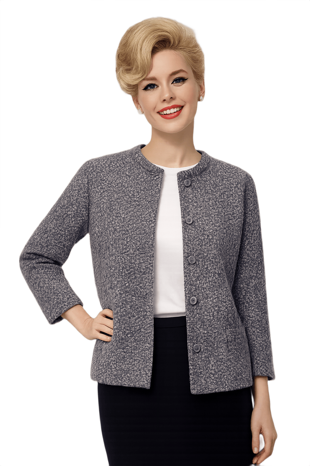 60s Mod Gray Tweed Jacket - Model