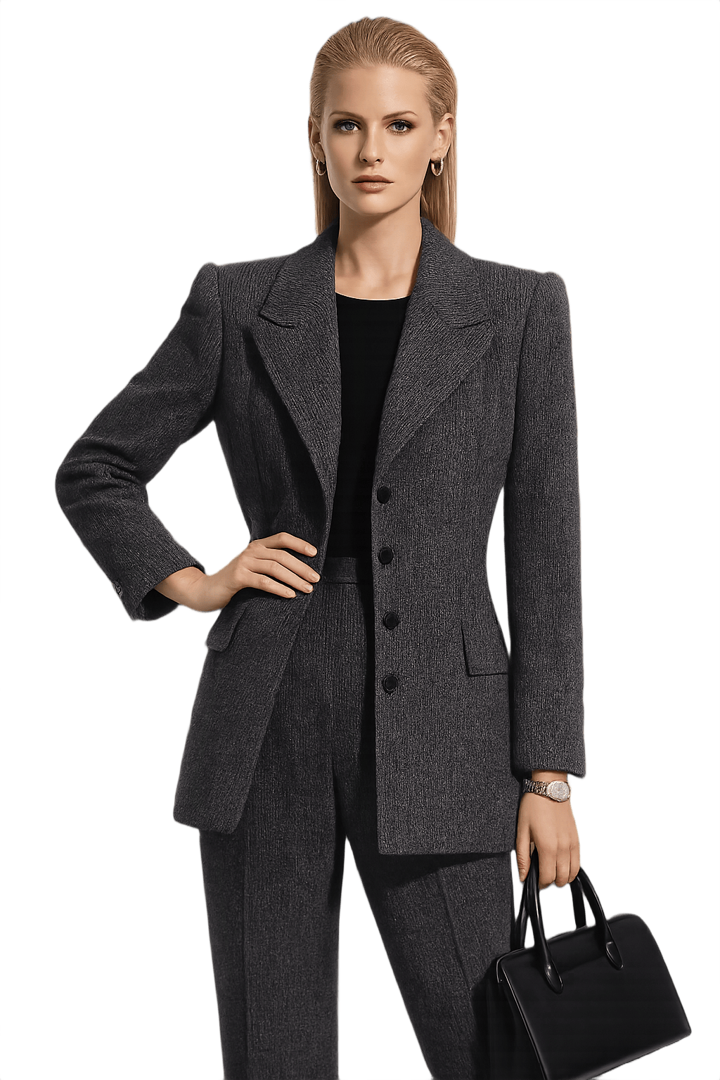 80s Women's Double-Breasted Striped Jacket - Model