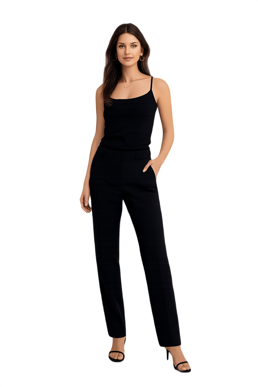 90s Black High-Waisted Tailored Pants - Model