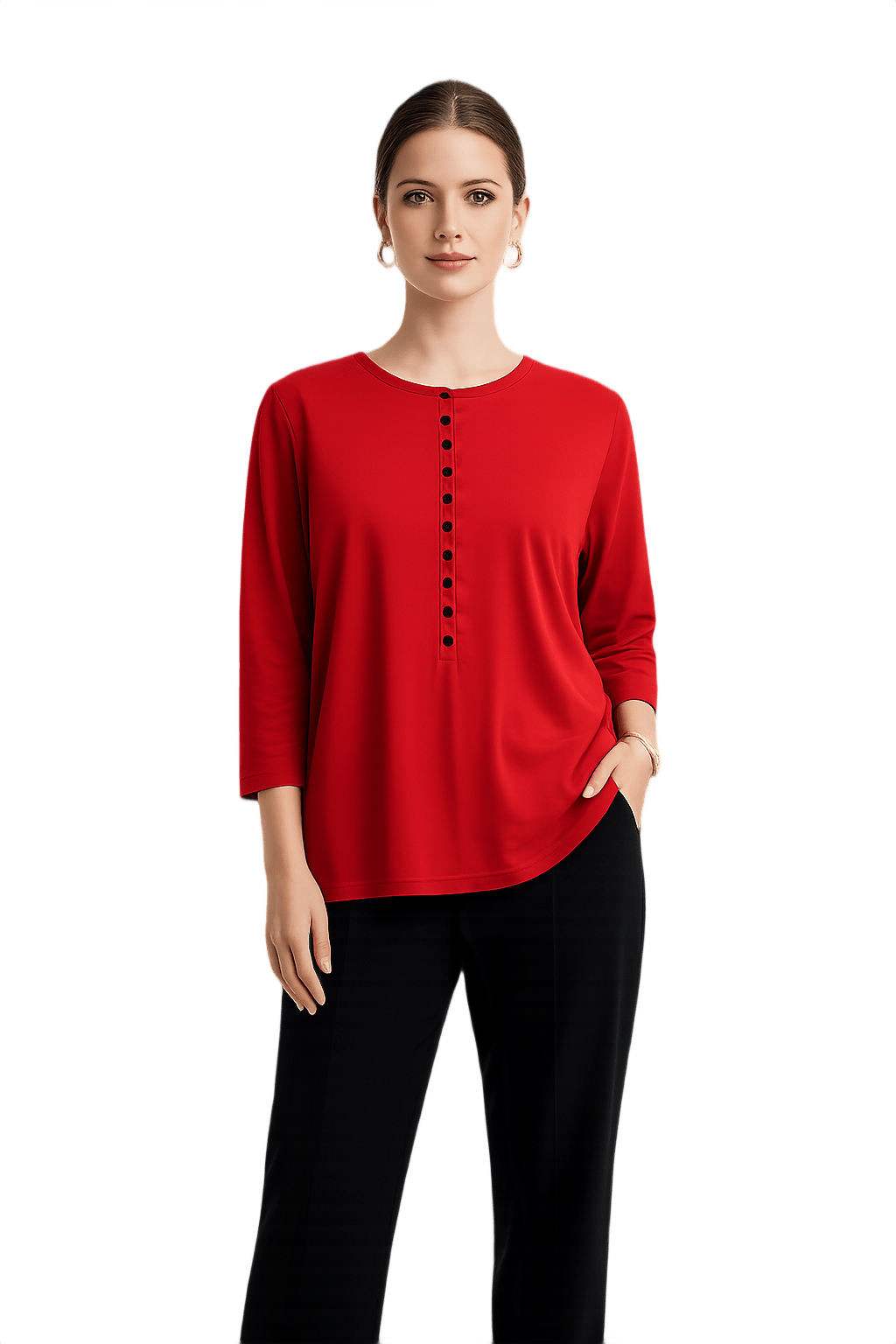 90s Lightweight Red Long-Sleeved Shirt - Model