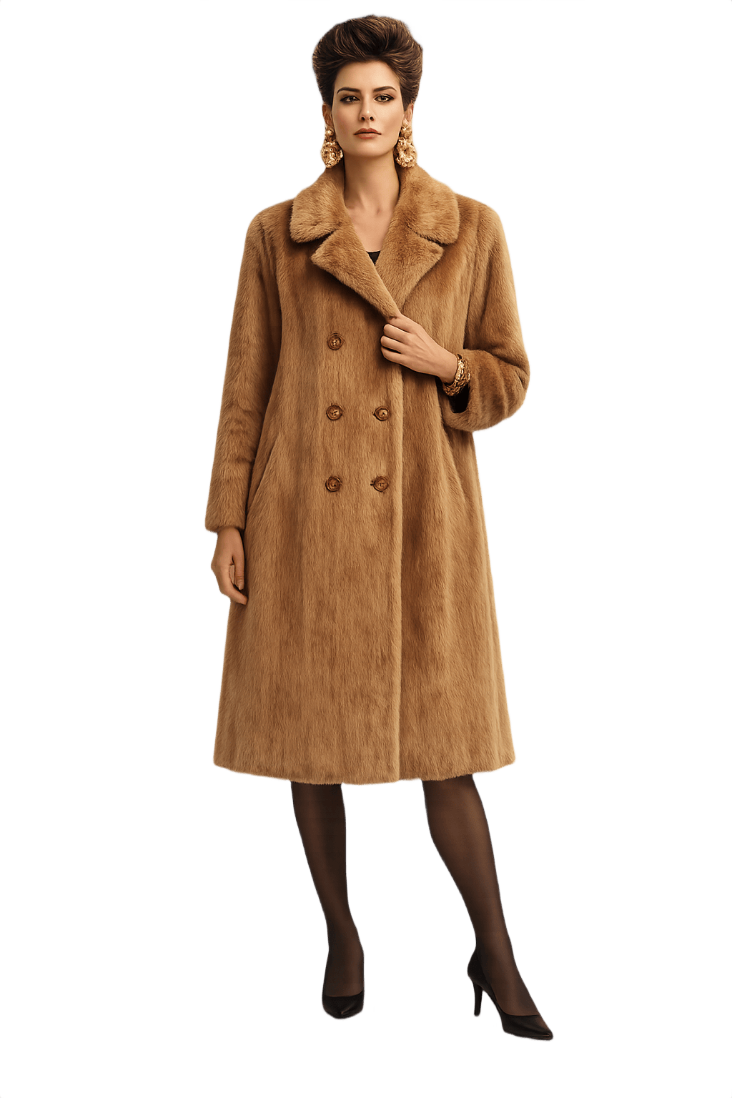 80s Women's Power Suit Faux Fur Coat - Model