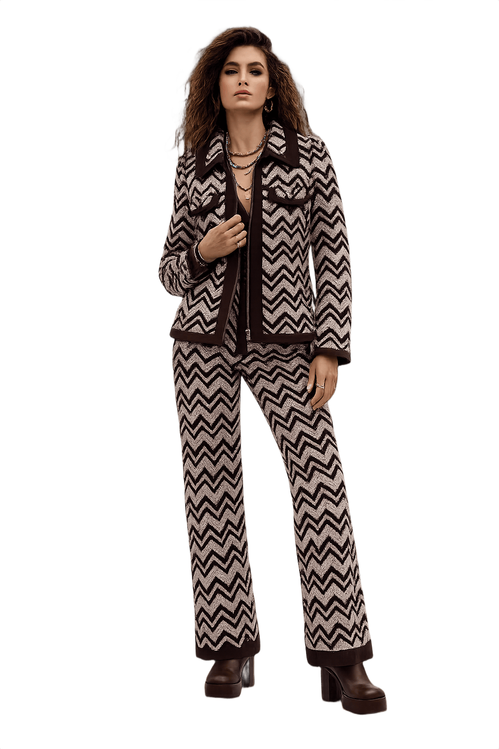70s Disco Zigzag Pattern Jacket - Model